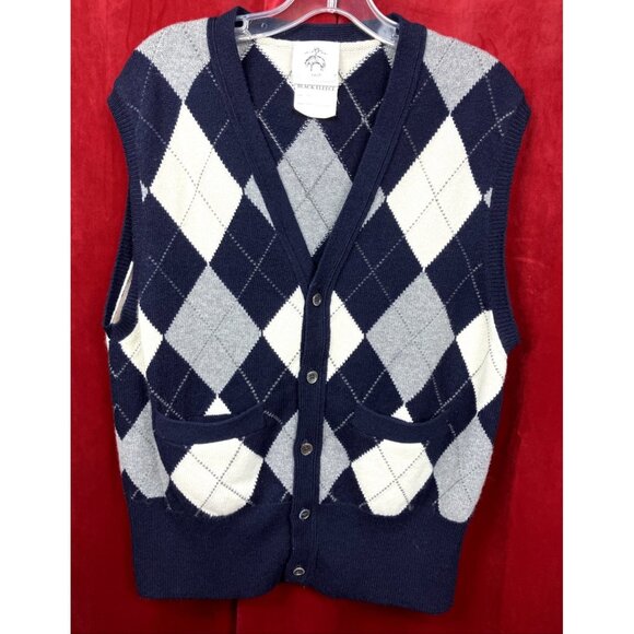 BB5 XL Black Fleece Scotland Cashmere Vest Button Argyle Brooks Bros Thom Browne - Picture 1 of 4